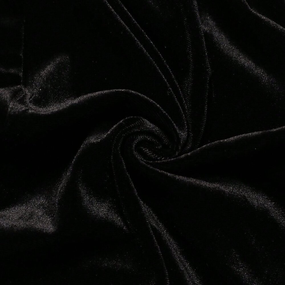 Black Elegant Women's Bodycon Long Dress Puff Sleeves Crew Neck - Picture 7 of 7